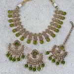 Aanya necklace set - olive grn