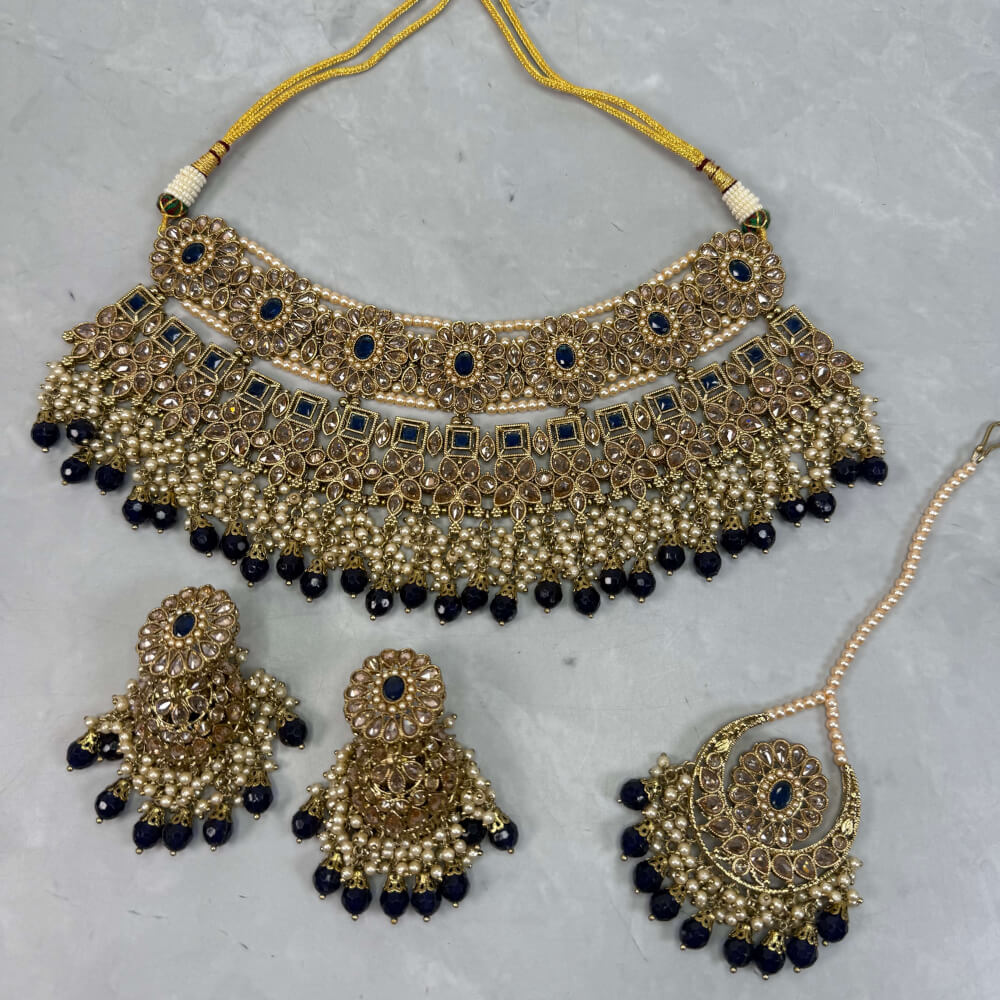 Aanya mini bridal set - blue - The Rani Edit