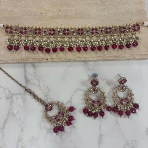 Manju choker set - red