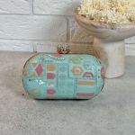 Pastel embroided clutch – blue