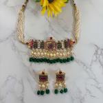 Sameera Choker Set - Pink:Green